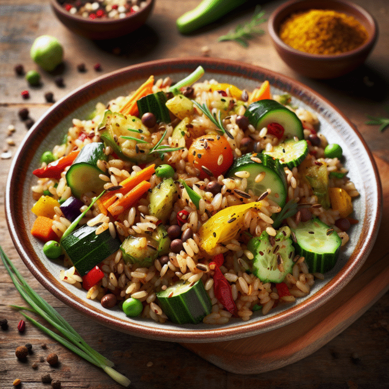Arroz integral com temperos e legumes para levar