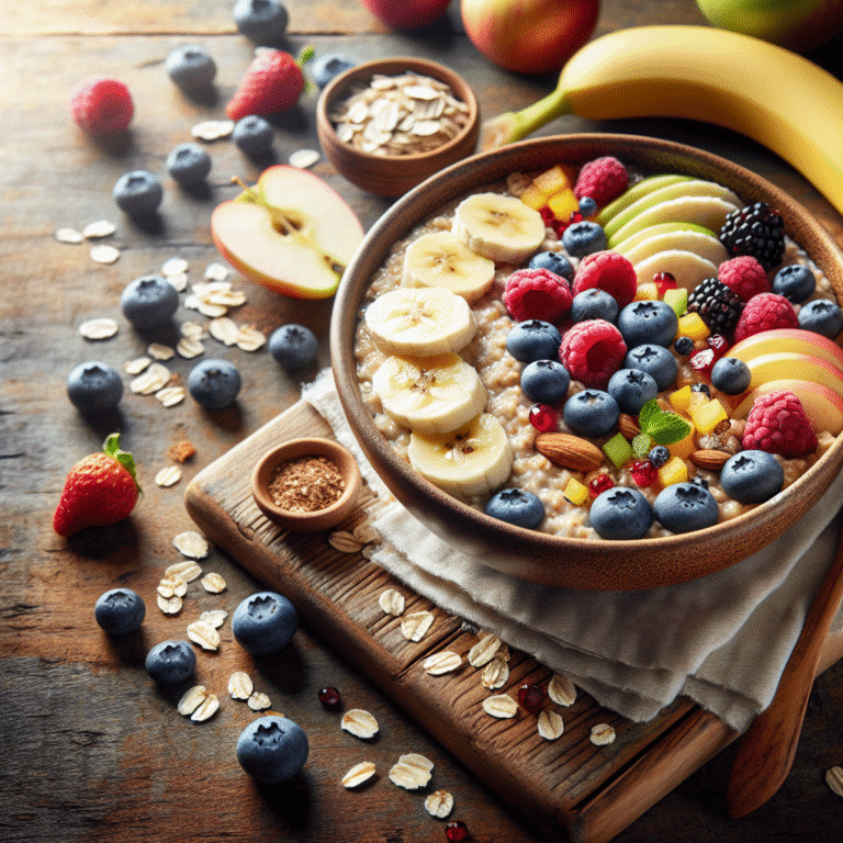 Aveia vegana com frutas para café da manhã